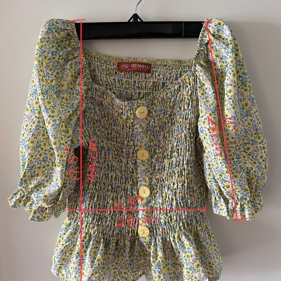 Floral Bubble Sleeve Blouse - Picture 6 of 6